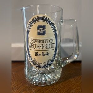 University of Wisconsin-Stout Blue Devils Glass Mug Stein Menomonie Wisconsin